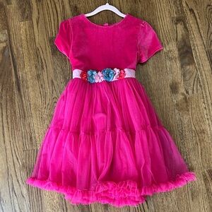 Mini Boden Fuchsia Dress with Floral Accent